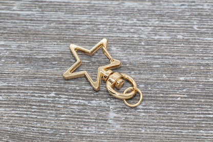 5 Star Clasp Key Chain, Star Swivel Clasp Key Rings, Star Lobster Swivel Clasp, Available in Gold, Silver, Rose Gold, Light Gold