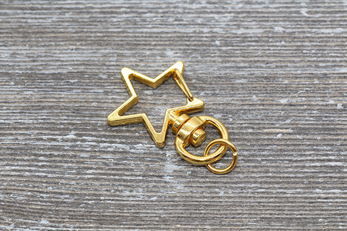 5 Star Clasp Key Chain, Star Swivel Clasp Key Rings, Star Lobster Swivel Clasp, Available in Gold, Silver, Rose Gold, Light Gold