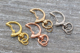 5 Moon Clasp Key Chain, Moon Shape Swivel Clasp Key Rings, Moon Lobster Swivel Clasp, Available in Silver, Rose Gold, Gold, Light Gold