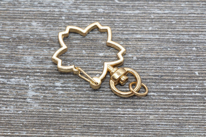 5 Flower Clasp Key Chain, Flower Shape Swivel Clasp Key Rings, Flower Lobster Swivel Clasp, Available in Rose Gold, Gold, Light Gold, Silver
