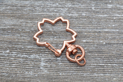 5 Flower Clasp Key Chain, Flower Shape Swivel Clasp Key Rings, Flower Lobster Swivel Clasp, Available in Rose Gold, Gold, Light Gold, Silver