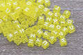 6mm Translucent Yellow Acrylic Cube Letter Beads #3245