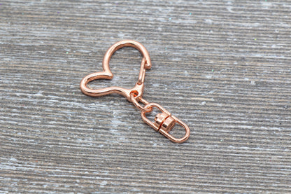 5 Heart Clasp Key Chain, Heart Key Rings, Heart Lobster Swivel Clasp, Gold, Silver, Rose Gold, Light Gold Key Chain