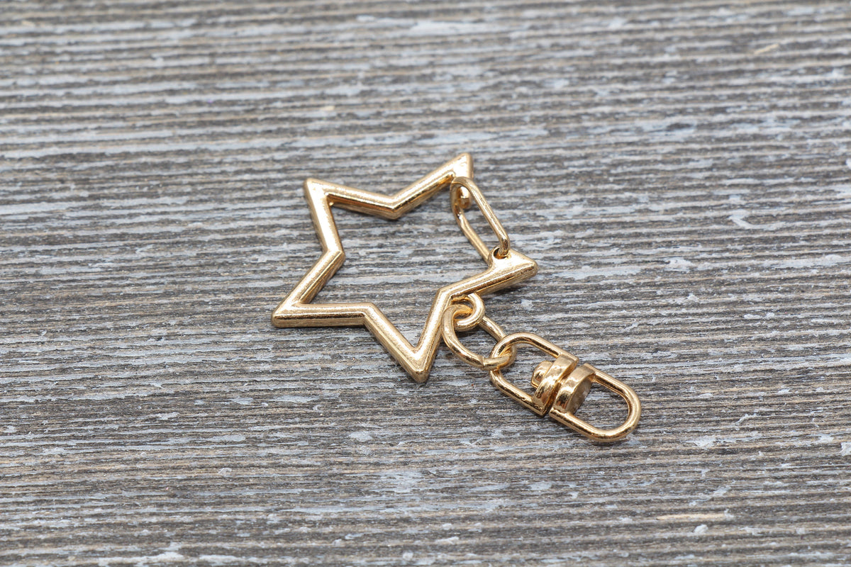 5 Star Clasp Key Chain, Star Key Rings, Star Lobster Swivel Clasp, Gold, Silver, Rose Gold, Light Gold Key Chain