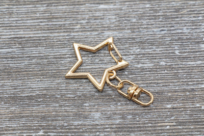 5 Star Clasp Key Chain, Star Key Rings, Star Lobster Swivel Clasp, Gold, Silver, Rose Gold, Light Gold Key Chain