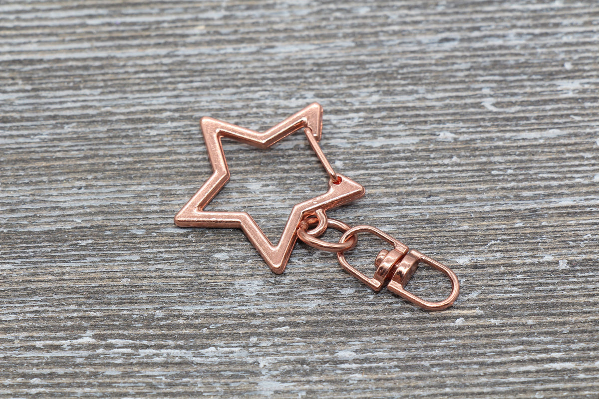 5 Star Clasp Key Chain, Star Key Rings, Star Lobster Swivel Clasp, Gold, Silver, Rose Gold, Light Gold Key Chain