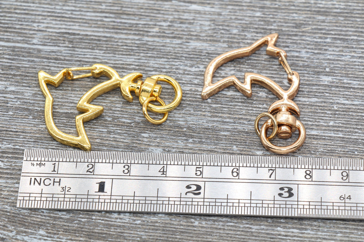 5 Dolphin Clasp Key Chain, Dolphin Swivel Clasp Key Rings, Dolphin Lobster Swivel Clasp, Available in Gold, Silver, Light Gold Key Chain