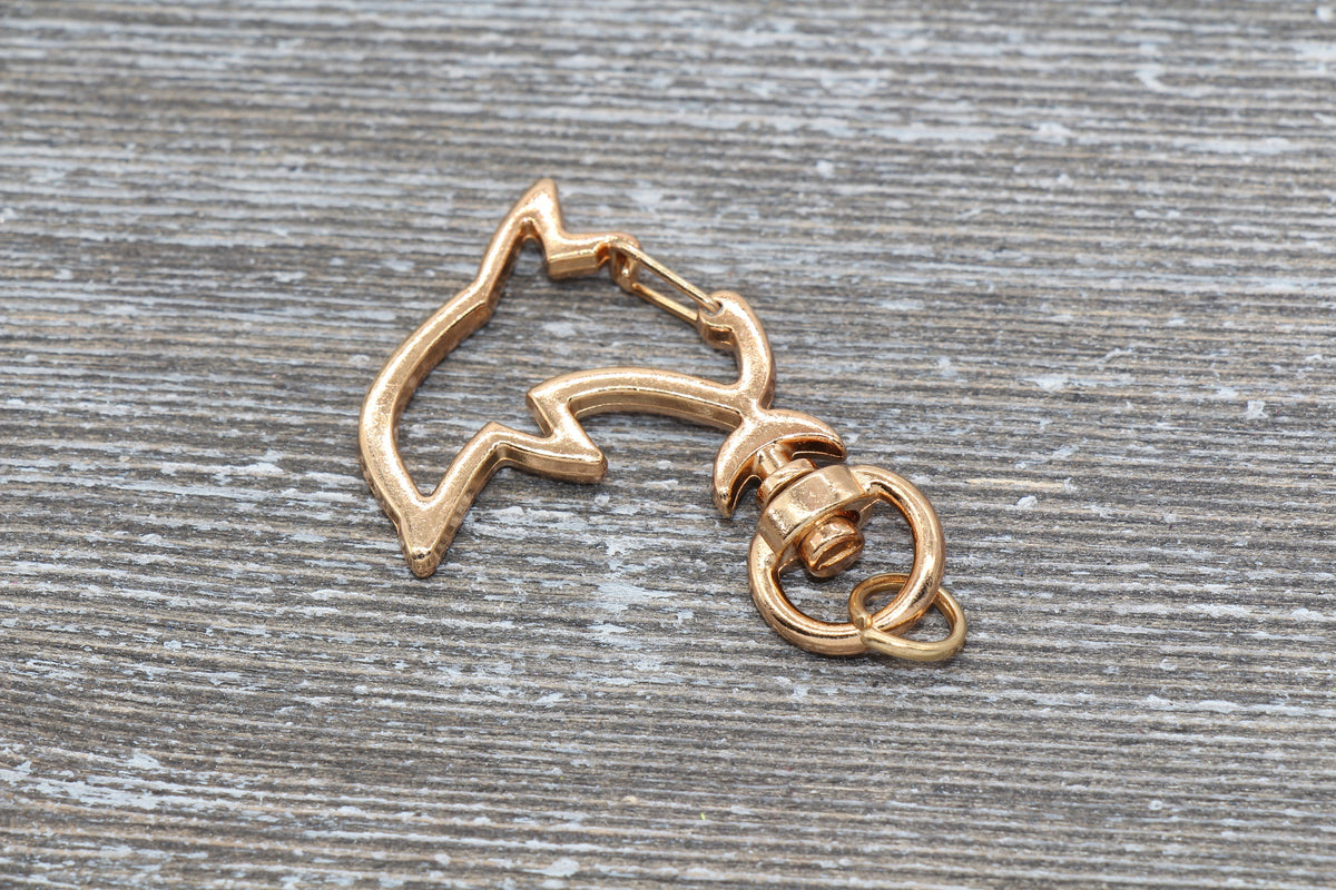 5 Dolphin Clasp Key Chain, Dolphin Swivel Clasp Key Rings, Dolphin Lobster Swivel Clasp, Available in Gold, Silver, Light Gold Key Chain