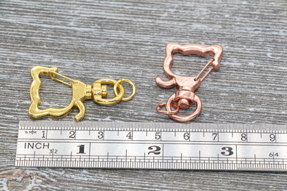 5 Dog Shape Clasp Key Chain, Dog Puppy Swivel Clasp Key Rings, Dog Lobster Swivel Clasp, Available in Gold, Silver, Rose Gold Light Gold