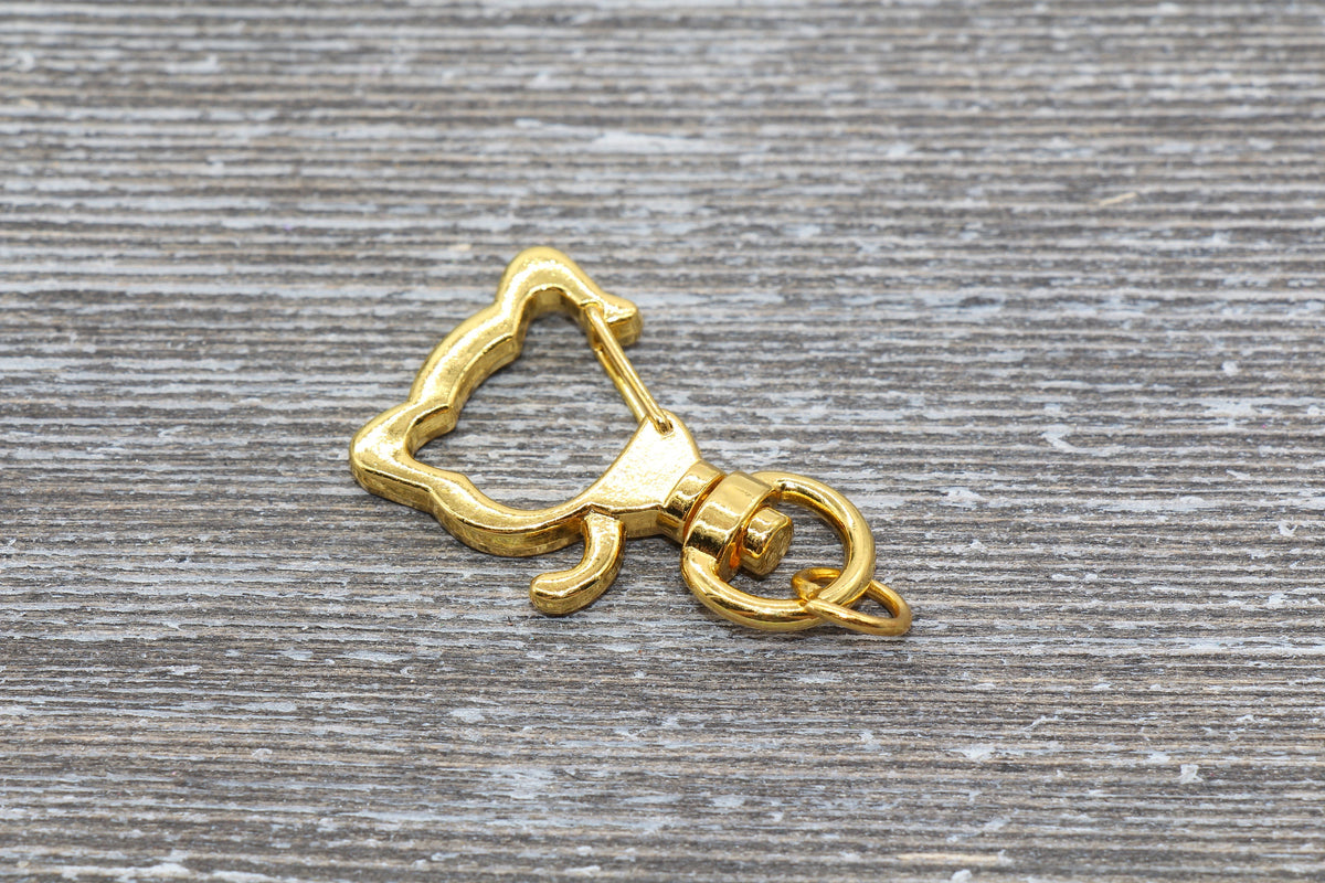 5 Dog Shape Clasp Key Chain, Dog Puppy Swivel Clasp Key Rings, Dog Lobster Swivel Clasp, Available in Gold, Silver, Rose Gold Light Gold