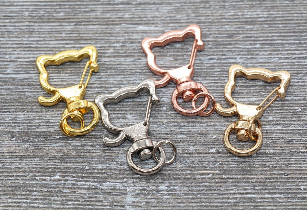 5 Dog Shape Clasp Key Chain, Dog Puppy Swivel Clasp Key Rings, Dog Lobster Swivel Clasp, Available in Gold, Silver, Rose Gold Light Gold