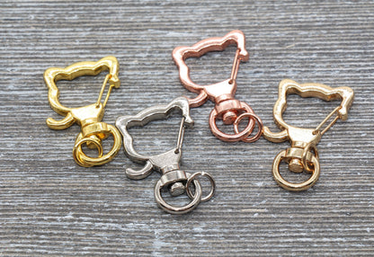 5 Dog Shape Clasp Key Chain, Dog Puppy Swivel Clasp Key Rings, Dog Lobster Swivel Clasp, Available in Gold, Silver, Rose Gold Light Gold