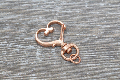 5 Heart Clasp Key Chain, Heart Swivel Clasp Key Rings, Heart Lobster Swivel Clasp, Available in Gold, Silver, Rose Gold Light Gold