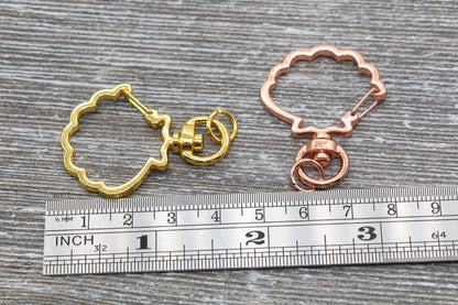 5 Shell Clasp Key Chain, Sea Shell Swivel Clasp Key Rings, Sea Shell Lobster Swivel Clasp, Available in Gold, Silver, Rose Gold Light Gold