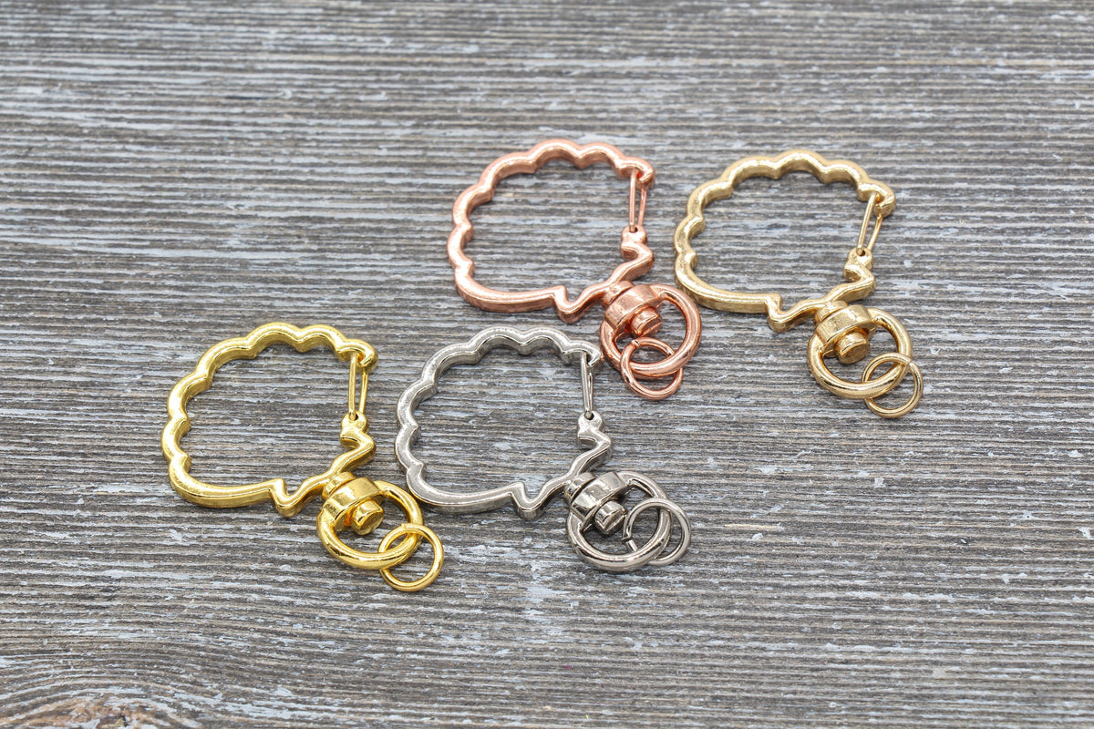 5 Shell Clasp Key Chain, Sea Shell Swivel Clasp Key Rings, Sea Shell Lobster Swivel Clasp, Available in Gold, Silver, Rose Gold Light Gold
