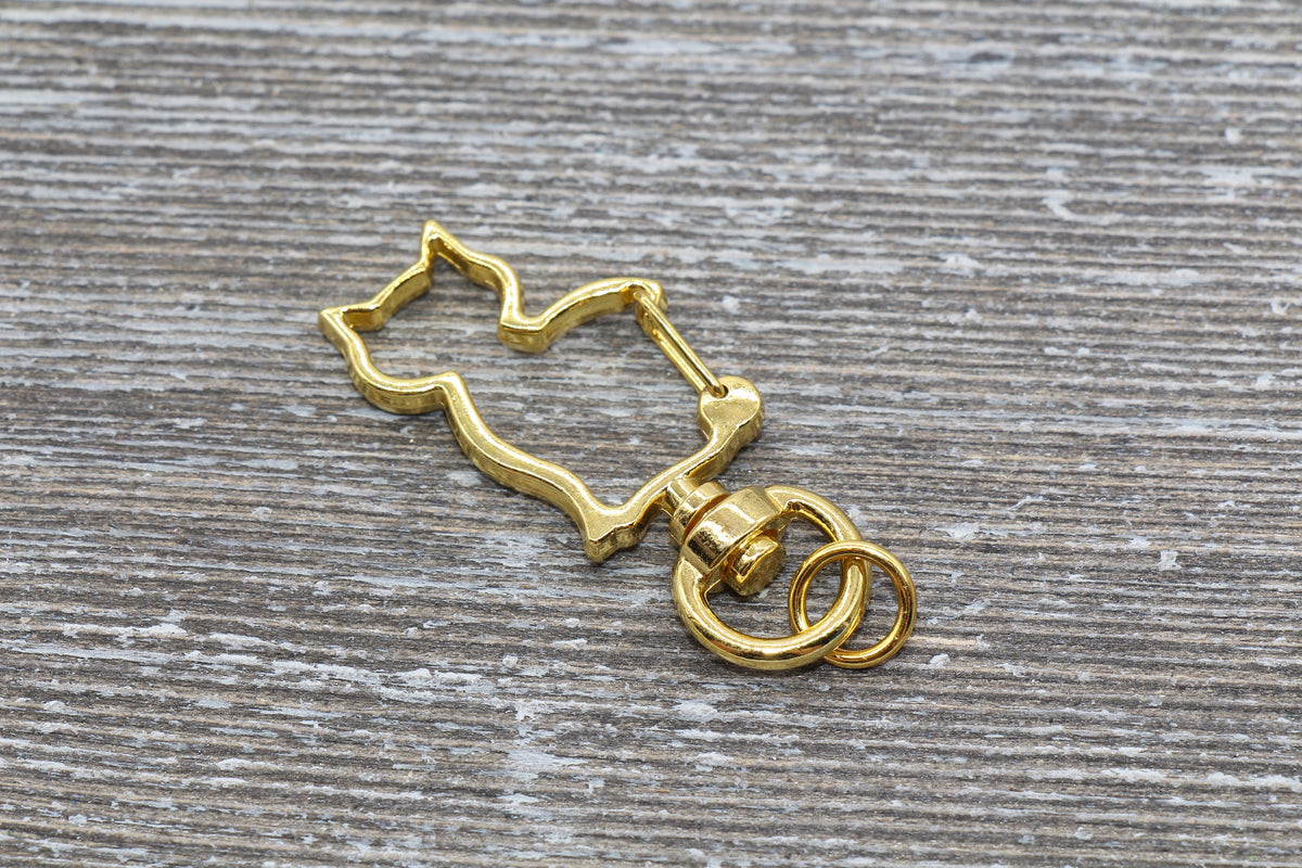 5 Cat Clasp Key Chain, Cat Shape Swivel Clasp Key Rings, Cat Lobster Swivel Clasp, Available in Gold, Silver, Rose Gold, Light Gold