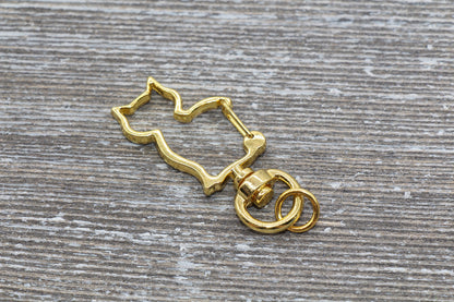 5 Cat Clasp Key Chain, Cat Shape Swivel Clasp Key Rings, Cat Lobster Swivel Clasp, Available in Gold, Silver, Rose Gold, Light Gold