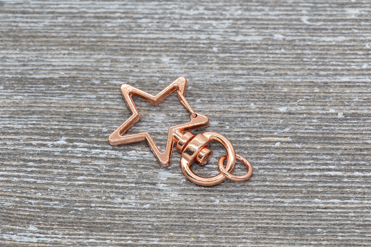 5 Star Clasp Key Chain, Star Swivel Clasp Key Rings, Star Lobster Swivel Clasp, Available in Gold, Silver, Rose Gold, Light Gold