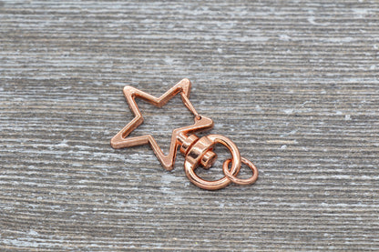 5 Star Clasp Key Chain, Star Swivel Clasp Key Rings, Star Lobster Swivel Clasp, Available in Gold, Silver, Rose Gold, Light Gold