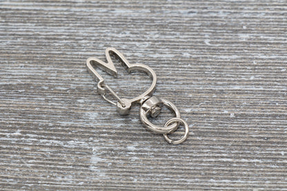 5 Bunny Clasp Key Chain, Rabbit Bunny Shape Swivel Clasp Key Rings, Bunny Lobster Swivel Clasp, Available in Silver, Light Gold