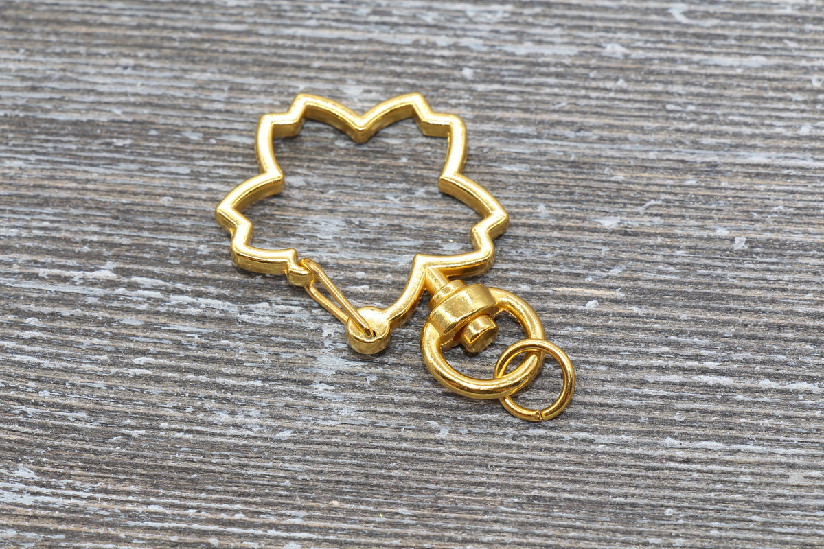 5 Flower Clasp Key Chain, Flower Shape Swivel Clasp Key Rings, Flower Lobster Swivel Clasp, Available in Rose Gold, Gold, Light Gold, Silver
