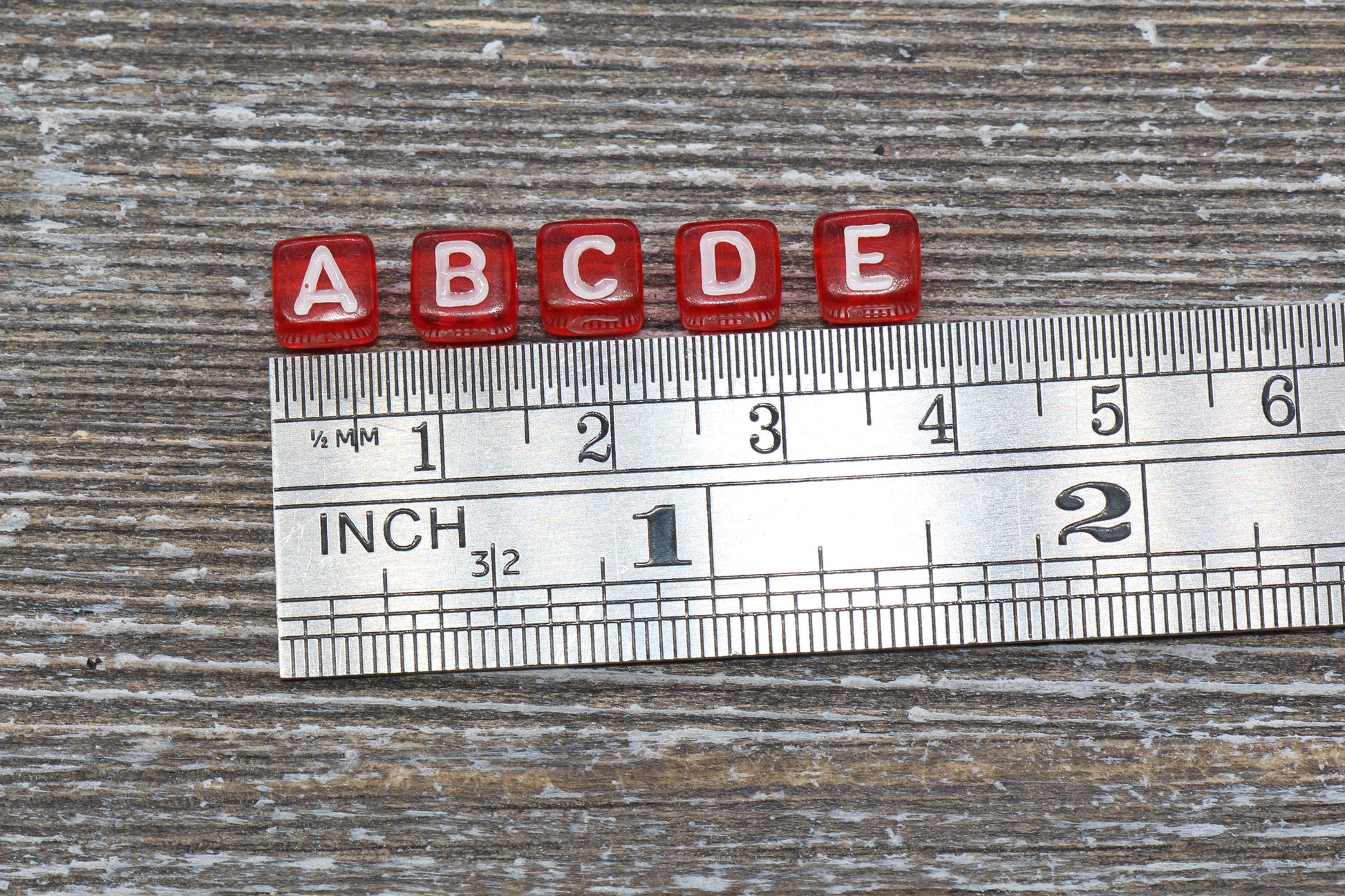 Translucent Red Alphabet Letter Beads, Mix Acrylic Cube Square Letter Beads, Plastic Letter Beads, Name Initial Beads, Size 6mm #160