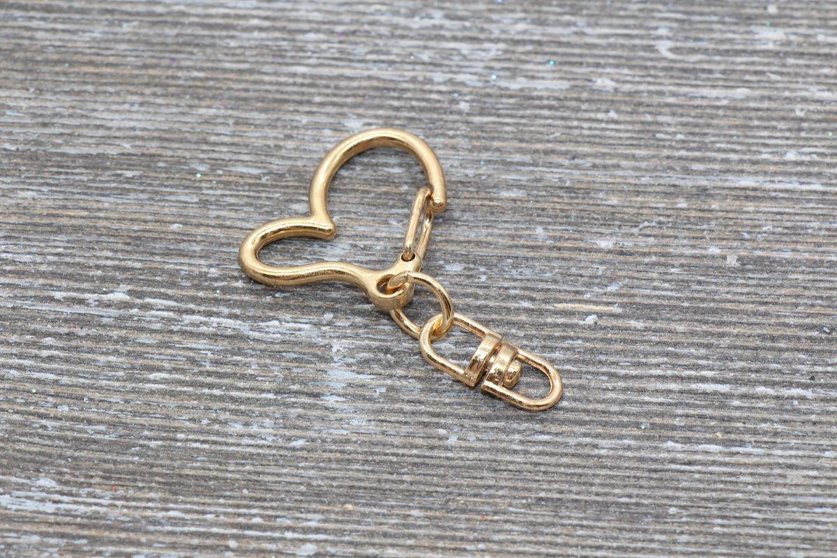 5 Heart Clasp Key Chain, Heart Key Rings, Heart Lobster Swivel Clasp, Gold, Silver, Rose Gold, Light Gold Key Chain