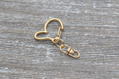 5 Heart Clasp Key Chain, Heart Key Rings, Heart Lobster Swivel Clasp, Gold, Silver, Rose Gold, Light Gold Key Chain