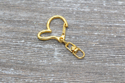 5 Heart Clasp Key Chain, Heart Key Rings, Heart Lobster Swivel Clasp, Gold, Silver, Rose Gold, Light Gold Key Chain