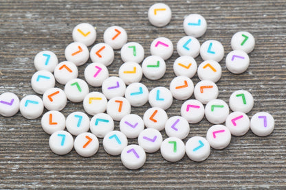 Letter L Alphabet Beads, Multicolored White Alphabet Letter Beads, Acrylic White Letters Beads, Round Acrylic Beads, Name Beads, Size 7mm