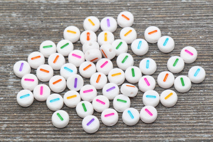 Letter I Alphabet Beads, Multicolored White Alphabet Letter Beads, Acrylic White Letters Beads, Round Acrylic Beads, Name Beads, Size 7mm