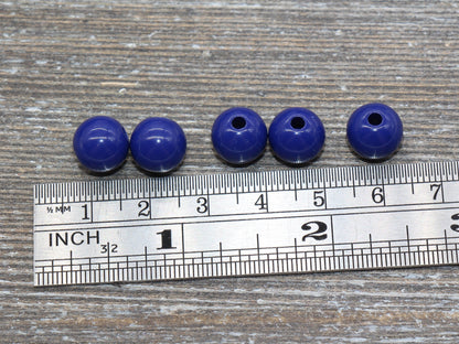10mm Navy Blue Gumball Beads, Round Acrylic Loose Beads, Bubblegum Beads, Chunky Plastic Beads, Fairy Kei Jewelry, Craft Supplies #218