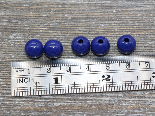 10mm Navy Blue Gumball Beads, Round Acrylic Loose Beads, Bubblegum Beads, Chunky Plastic Beads, Fairy Kei Jewelry, Craft Supplies #218