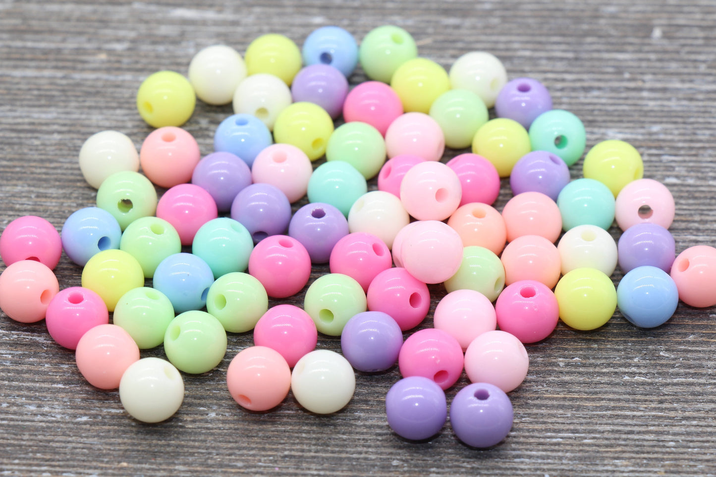 8mm Pastel Multicolored Gumball Beads, Round Acrylic Loose Beads, Bubblegum Beads, Chunky Beads, Bubble Gum Beads, Smooth Round Beads #777