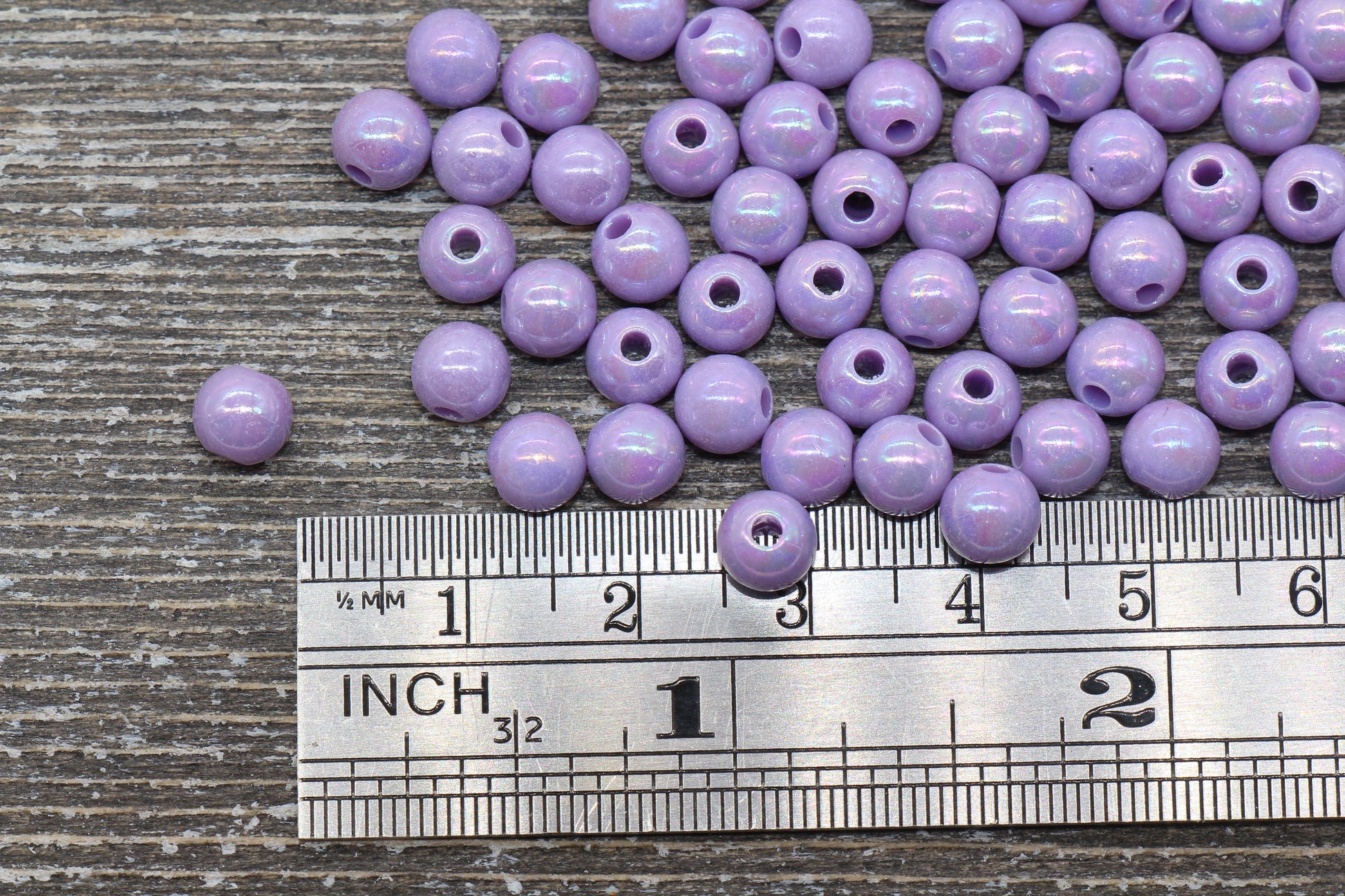 6mm Purple AB Gumball Beads, Iridescent Acrylic Loose Beads, Solid Bubblegum Beads, Chunky Beads, Smooth Round Plastic Beads #814