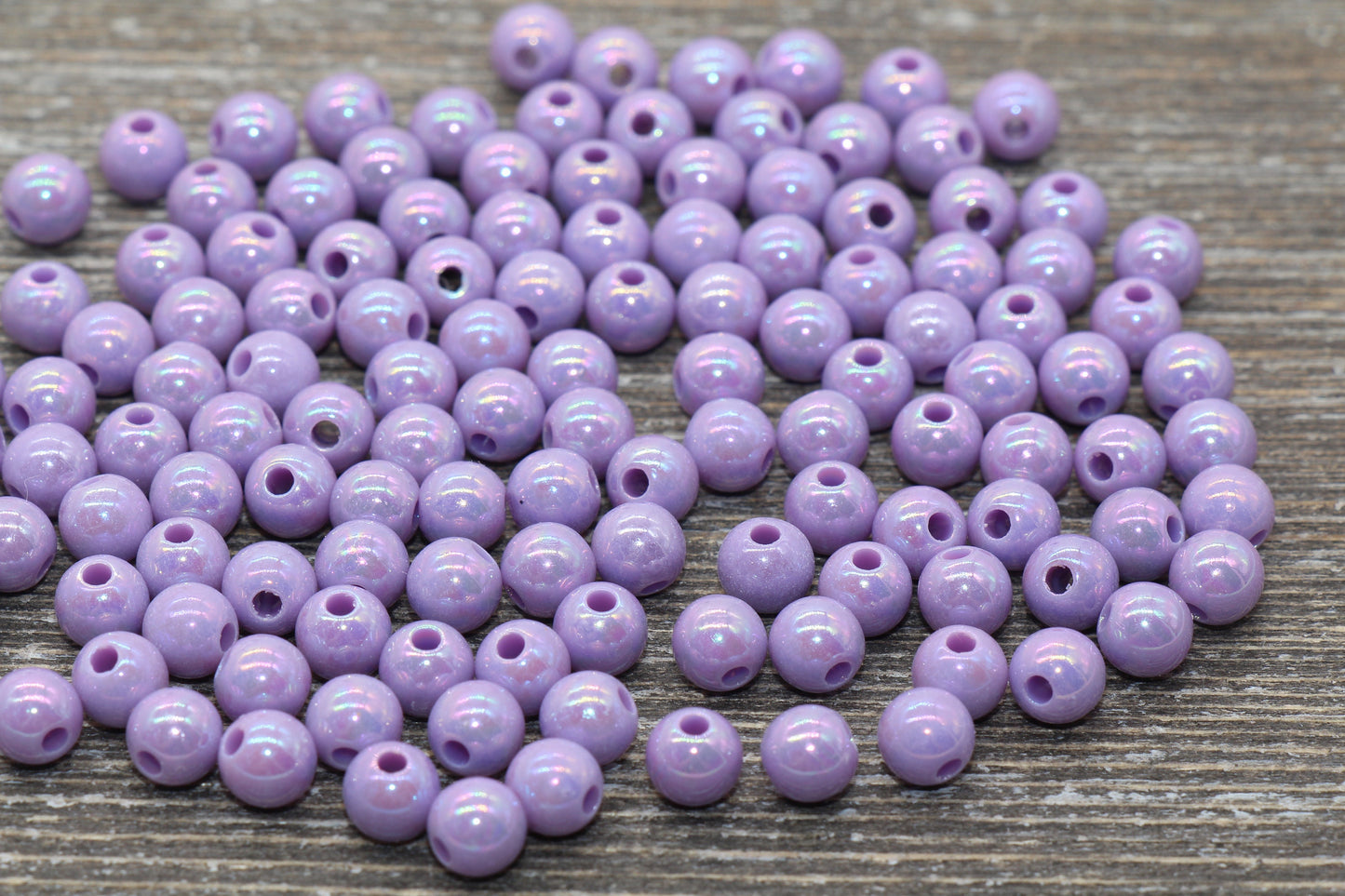 6mm Purple AB Gumball Beads, Iridescent Acrylic Loose Beads, Solid Bubblegum Beads, Chunky Beads, Smooth Round Plastic Beads #814