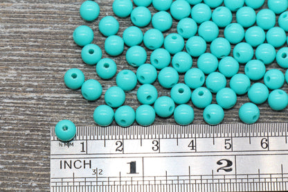 6mm Turquoise Gumball Beads, Round Acrylic Blue Loose Beads, Bubblegum Beads, Chunky Beads, Bubble Gum Beads, Smooth Round Beads #819