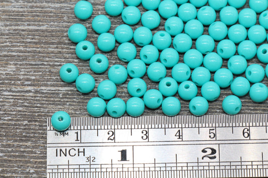 6mm Turquoise Gumball Beads, Round Acrylic Blue Loose Beads, Bubblegum Beads, Chunky Beads, Bubble Gum Beads, Smooth Round Beads #819