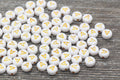 7mm White & Gold A-Z Acrylic Letter Beads