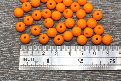 8mm Matte Orange Gumball Beads, Round Acrylic Loose Beads, Solid Bubblegum Beads, Chunky Beads, Round Plastic Beads #1003