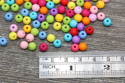 6mm Matte Multicolor Round Beads, Frosted Acrylic Bubblegum Beads for Jewelry Making, Colorful Spacer Beads #372