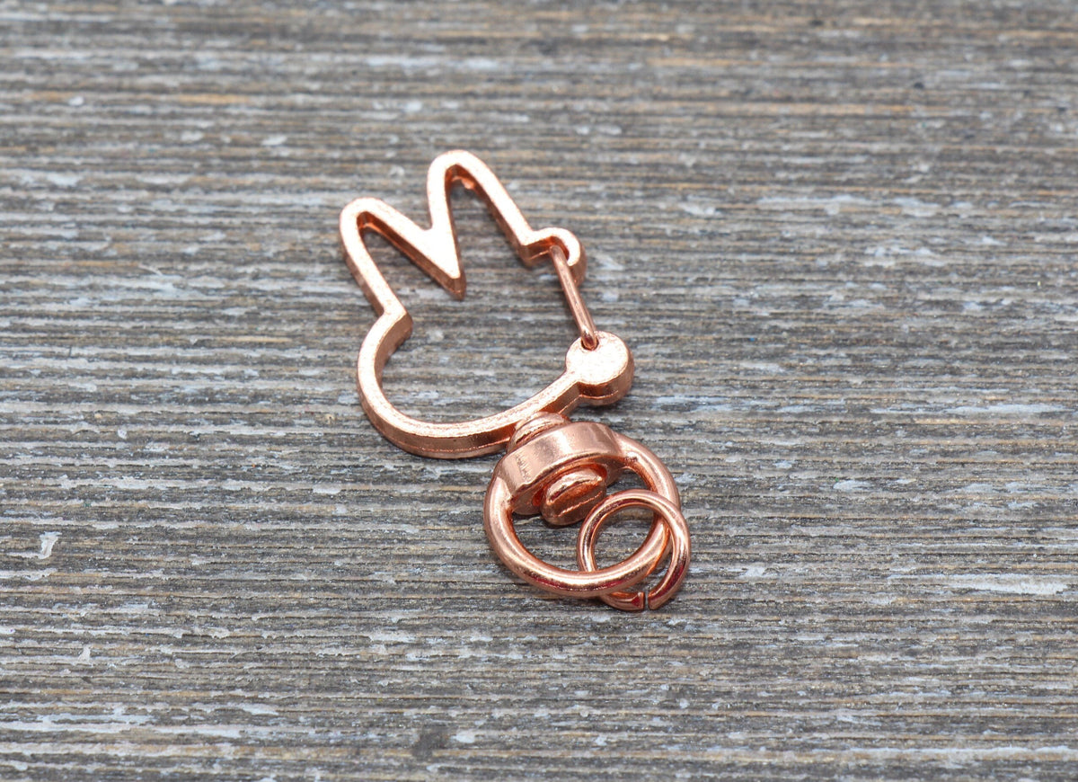 5 Bunny Clasp Key Chain, Rabbit Bunny Shape Swivel Clasp Key Rings, Bunny Lobster Swivel Clasp, Available in Silver, Light Gold