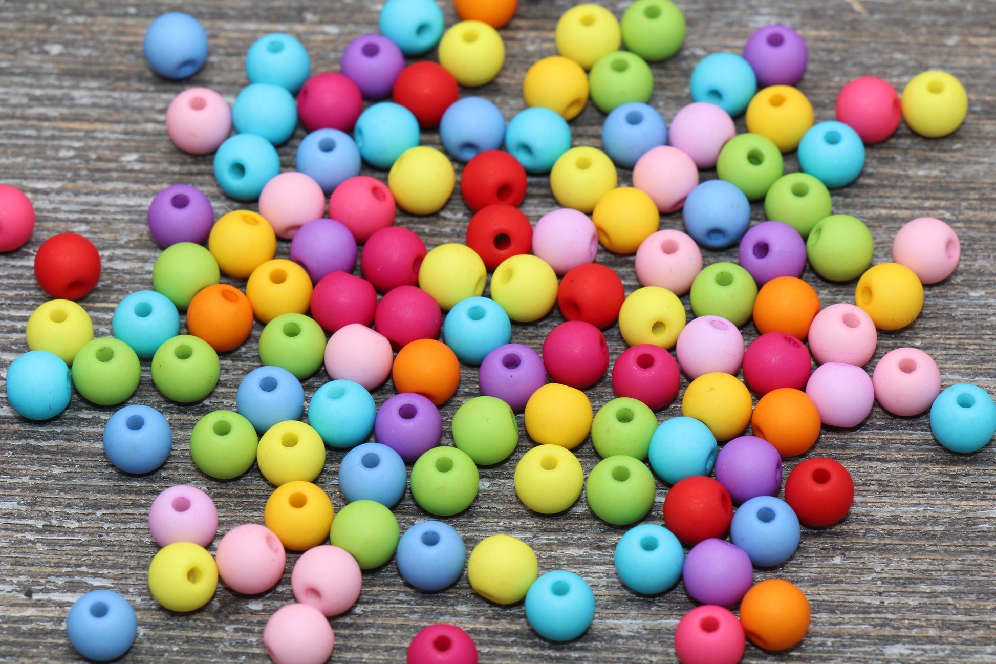 6mm Matte Multicolor Round Beads, Frosted Acrylic Bubblegum Beads for Jewelry Making, Colorful Spacer Beads #372