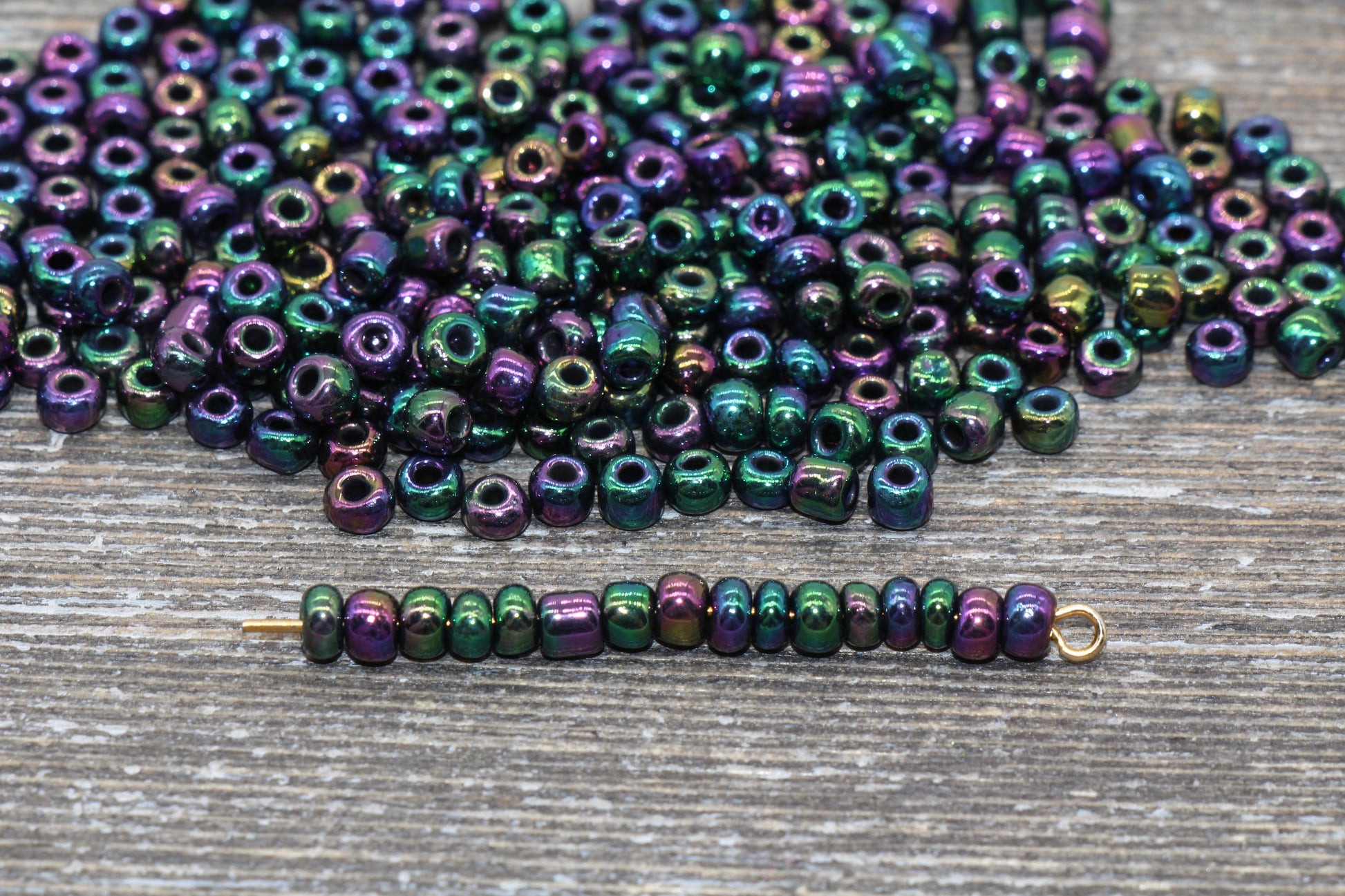 Rainbow Metallic Glass Seed Beads, 4mm 6/0 Glass Round Seed Beads, Rainbow Seed Beads, Rocailles Beads, Beading Supplies #1205