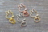 5 Bunny Clasp Key Chain, Rabbit Bunny Shape Swivel Clasp Key Rings, Bunny Lobster Swivel Clasp, Available in Silver, Light Gold