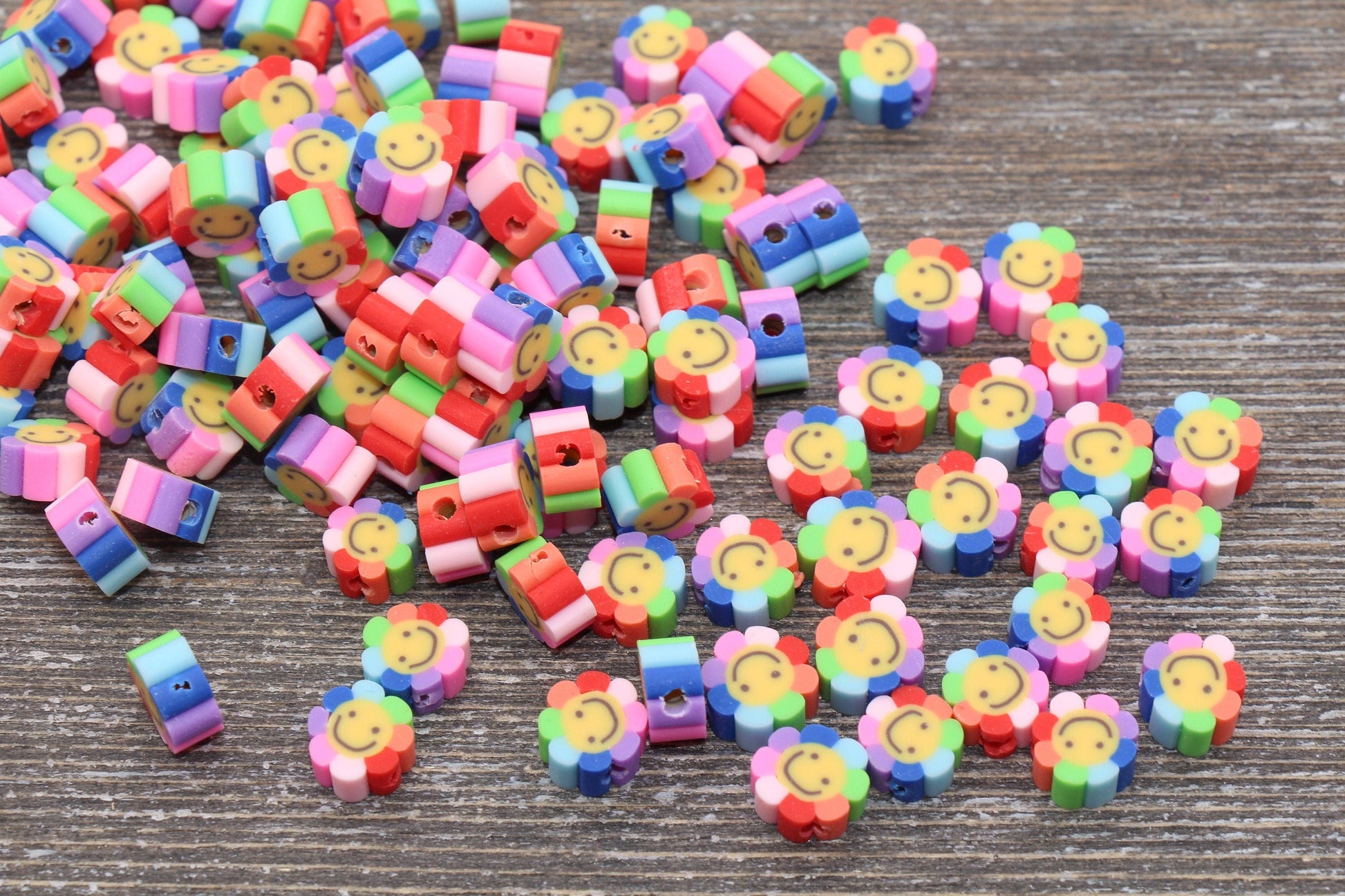 10mm smiley face polymer clay beads, nature clay charms for bracelets view 18