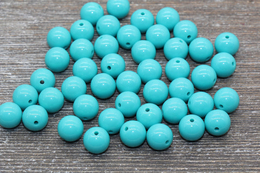 12mm Turquoise Gumball Beads, Round Acrylic Loose Beads, Bubblegum Beads, Chunky Beads, Gumball Beads, Smooth Plastic Round Beads #1331