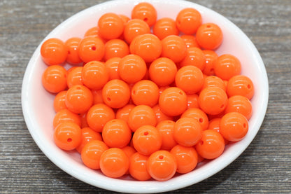 12mm Orange Gumball Beads, Round Acrylic Loose Beads, Bubblegum Beads, Chunky Beads, Gumball Beads, Smooth Plastic Round Beads #1359