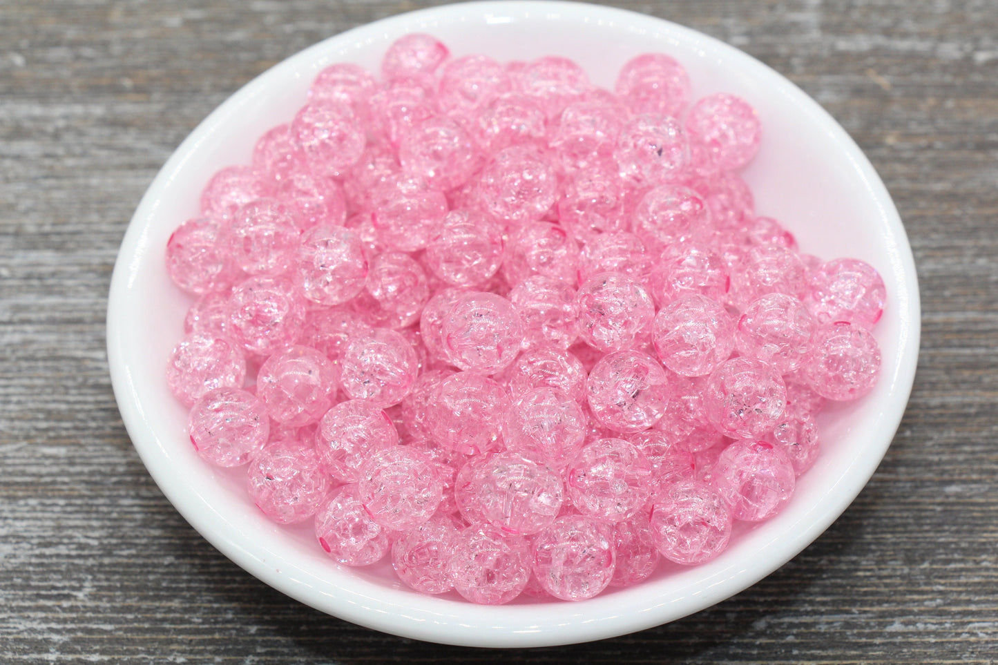 10mm Pink Crackle Gumball Beads, Acrylic Crackle Round Beads, Bubblegum Beads for Jewelry Making #1533