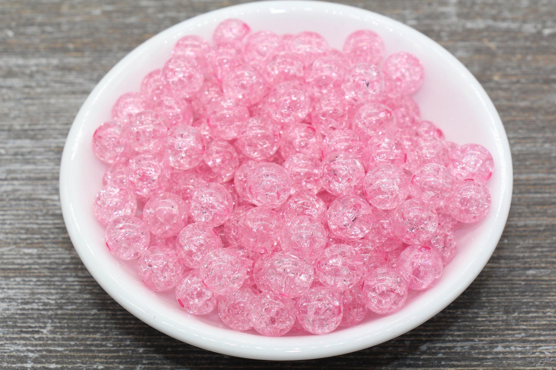 10mm Pink Crackle Gumball Beads, Acrylic Crackle Round Beads, Bubblegum Beads for Jewelry Making #1533